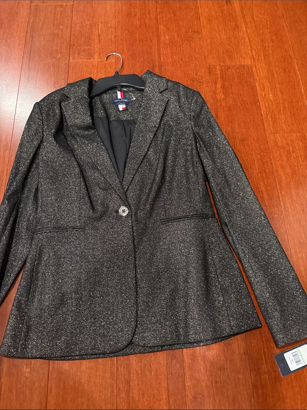 Tommy Hilfiger Metallic Black Single-Button Blazer